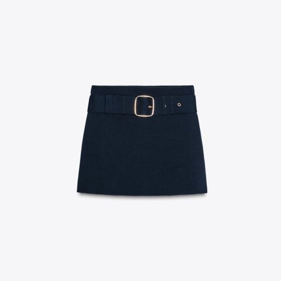 ZARA BELTED KNIT MINI SKIRT - Picture 1 of 4